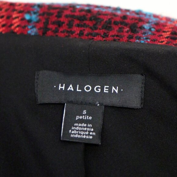 Halogen Nordstrom Avondale Tweed Plaid Wool Blend Blazer Jacket Coat S $149 Red - Picture 8 of 16